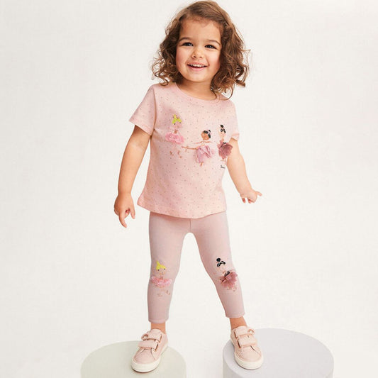 Cute Short Sleeve Girls' Homewear Two-pieces Set for Kids