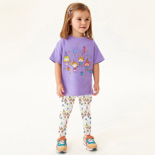 Girls' Cartoon T-shirt Leggings Two-Piece Set