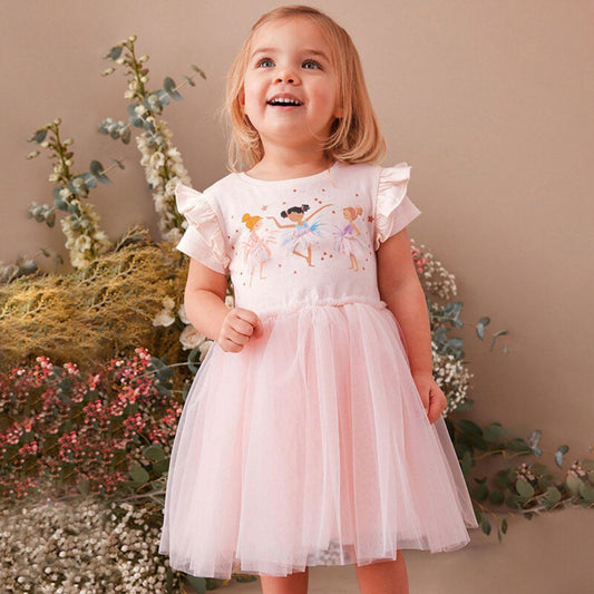 Cartoon Short Sleeve Pure Cotton Kids Princess Dress