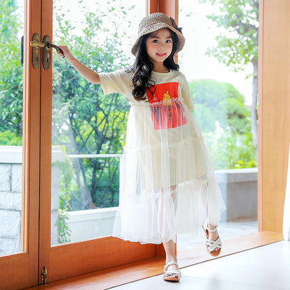 Girls' Korean Style Mesh Princess Dress