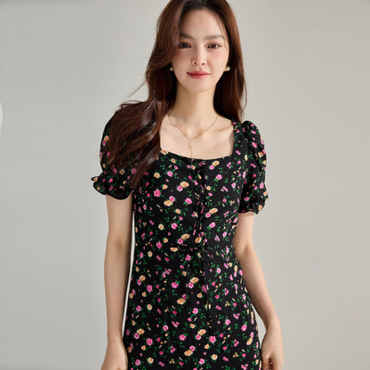 Vintage Floral Tie-Front Mermaid Dress