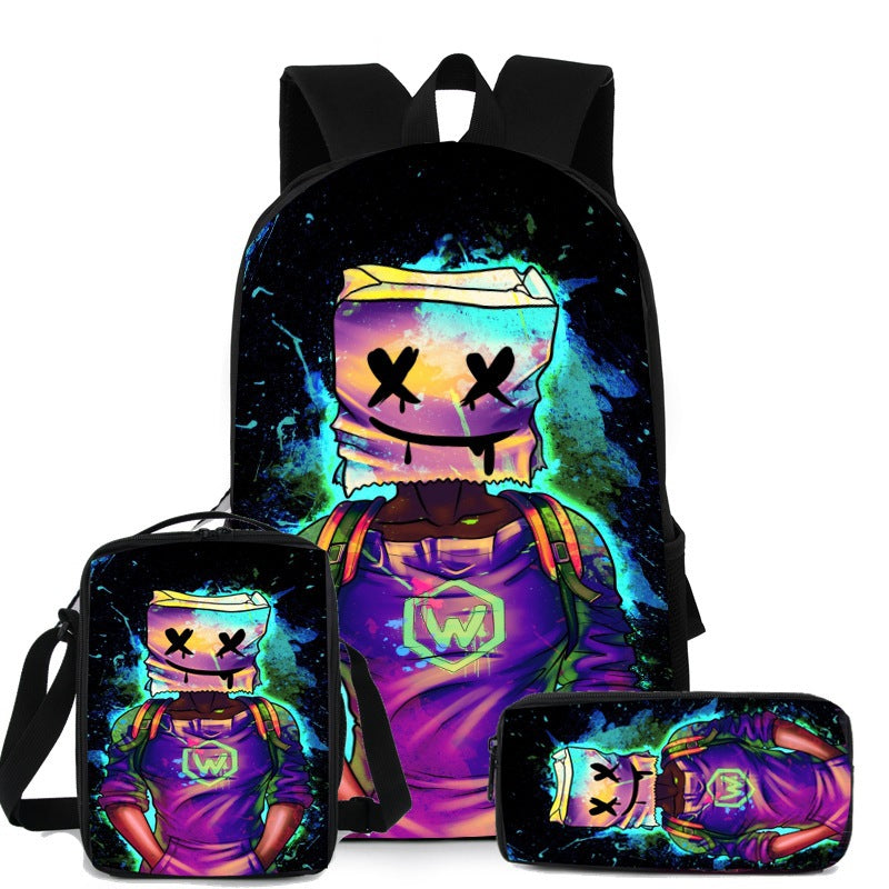 DJ Marshmello Children s Backpack Three Piece Set Cartoon Character School Bags Singapore SUNJIMISE Singapore