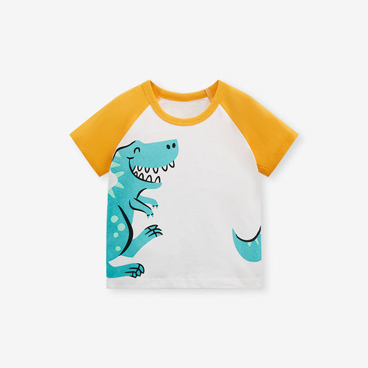 恐龙卡通男童棉质 T 恤