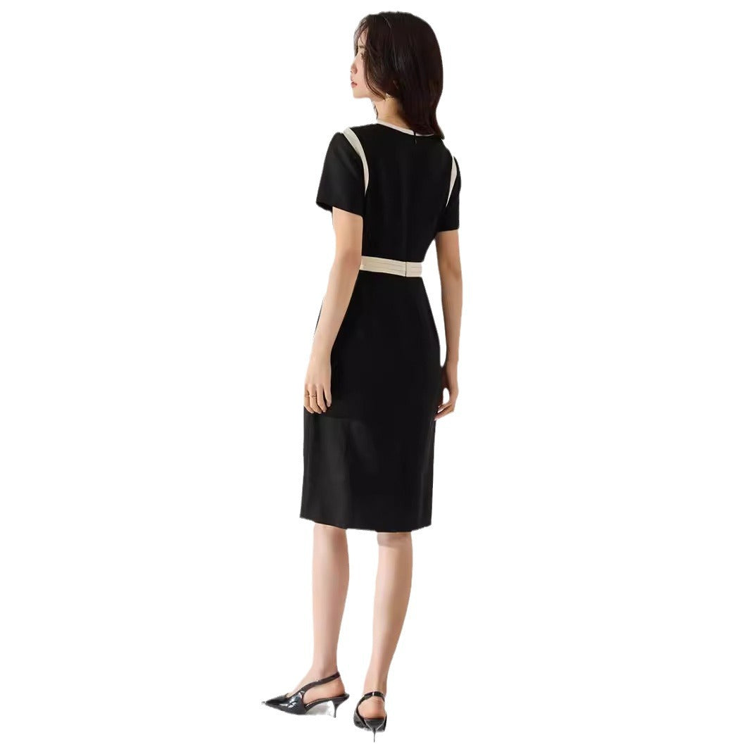 Chic Color-Block Sheath Midi Dress