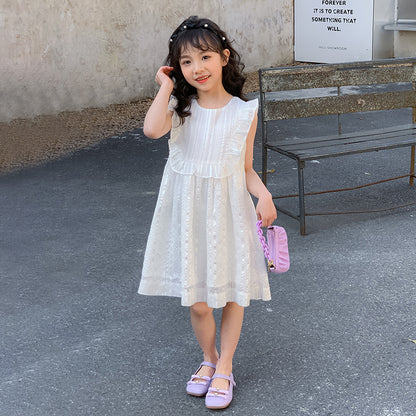 Girls' Korean Style Ruffled Hem Princess Dress