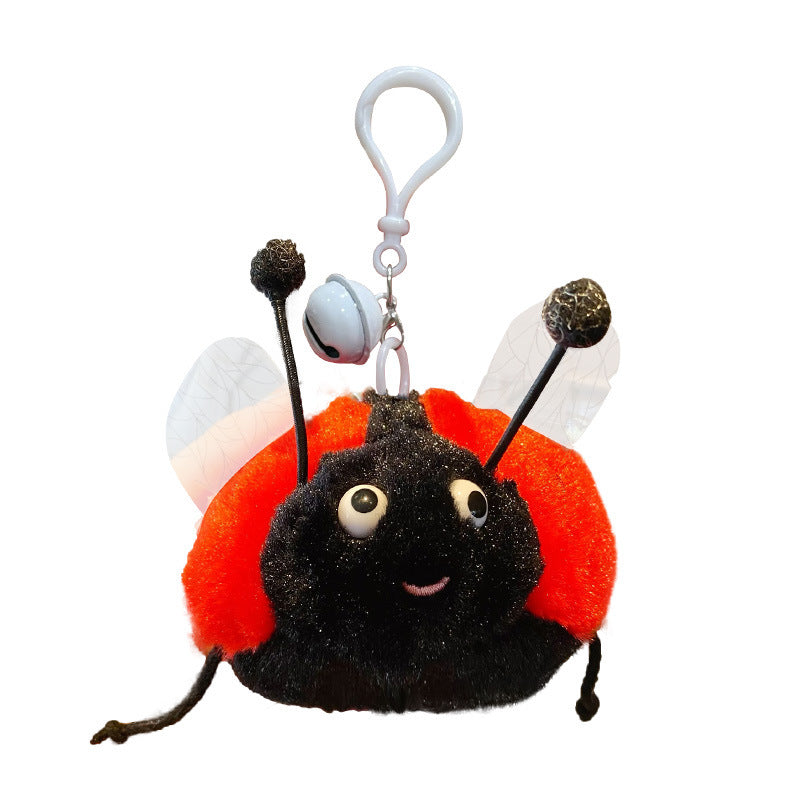 Creative and Fun Plush Insect Bee Doll Keychain Female Cute Seven Star Ladybug Bag Pendant Decoration