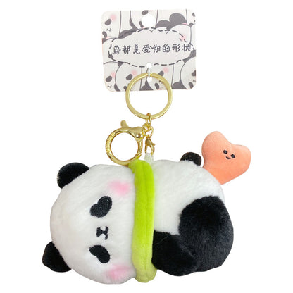 Plush Panda Doll Keychain Female Cute Creative Love Butt Shiba Inu Keychain Bag Pendant