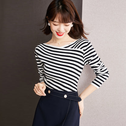 Women's Striped Long Sleeve Knitted Top