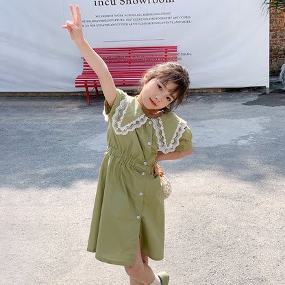 Girls' Korean Style Casual Shirt Dress