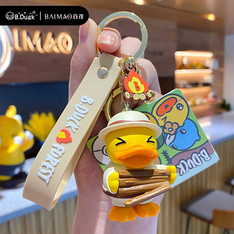 B. Duck Little Yellow Duck Jungle Series Keychain Female Cute Trendy Exquisite Doll Keychain Bag Pendant