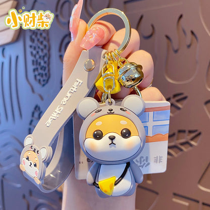 Cartoon zodiac rabbit keychain cute and exquisite Shiba Inu keychain couple backpack pendant