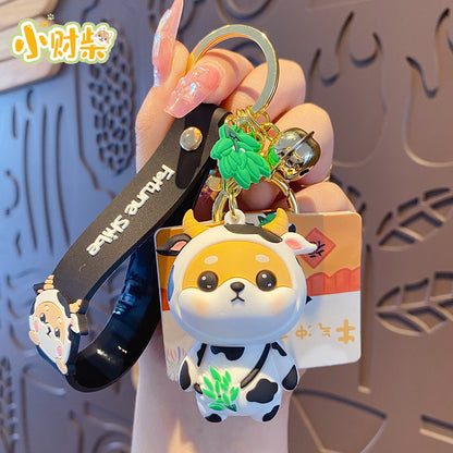 Cartoon zodiac rabbit keychain cute and exquisite Shiba Inu keychain couple backpack pendant