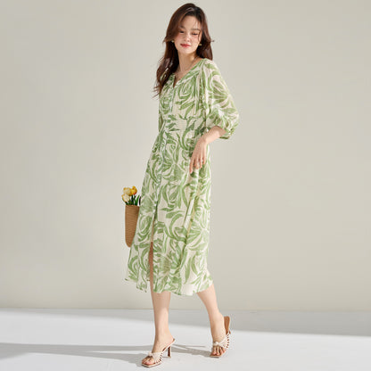 Tropical Breeze Leaf Print Dress