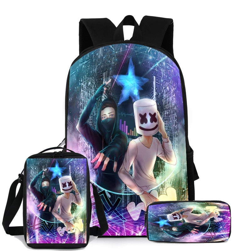 DJ Marshmello Children's Backpack Three-Piece Set