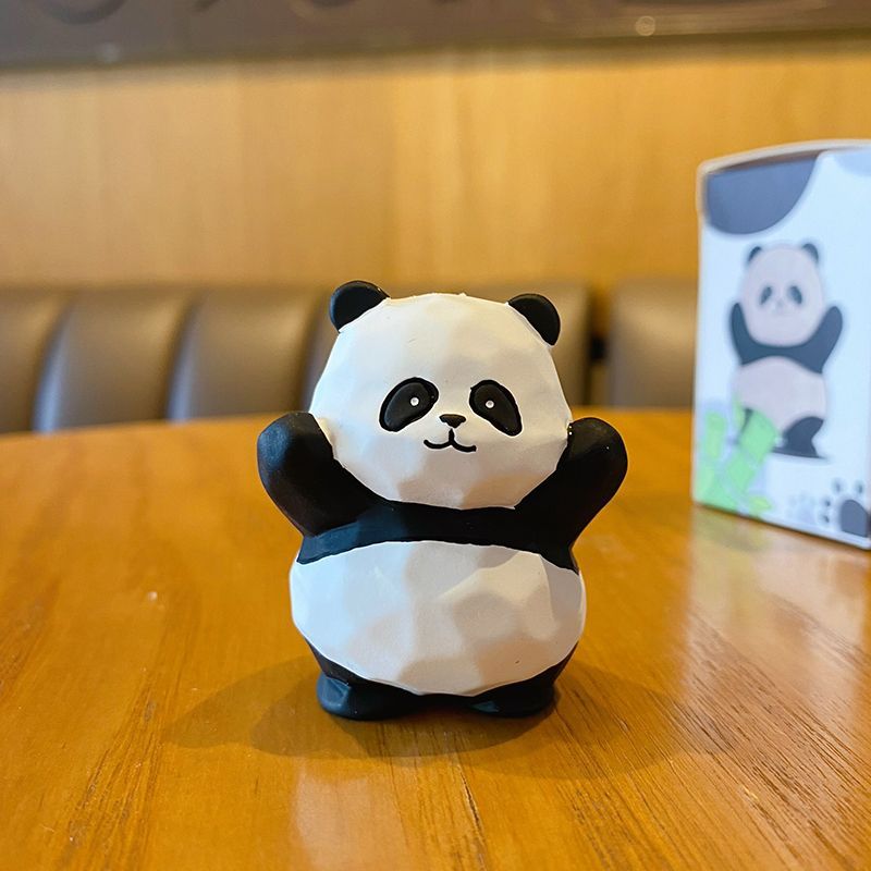 Resin wood carving style panda ornament creative exquisite panda flower home desktop decoration decoration