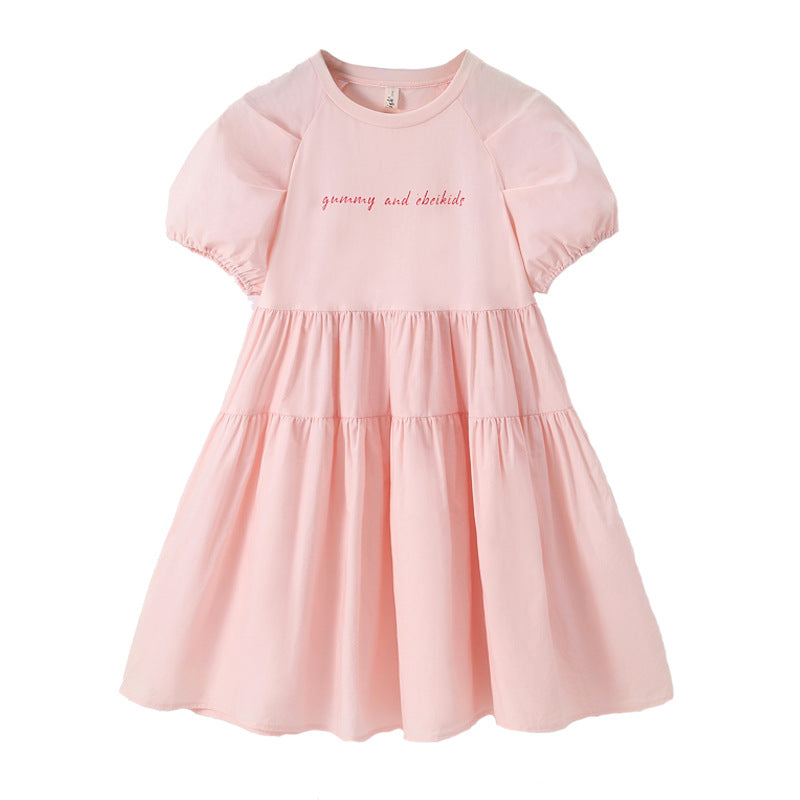 Korean Style Girls' Puff Sleeves Princess Dress