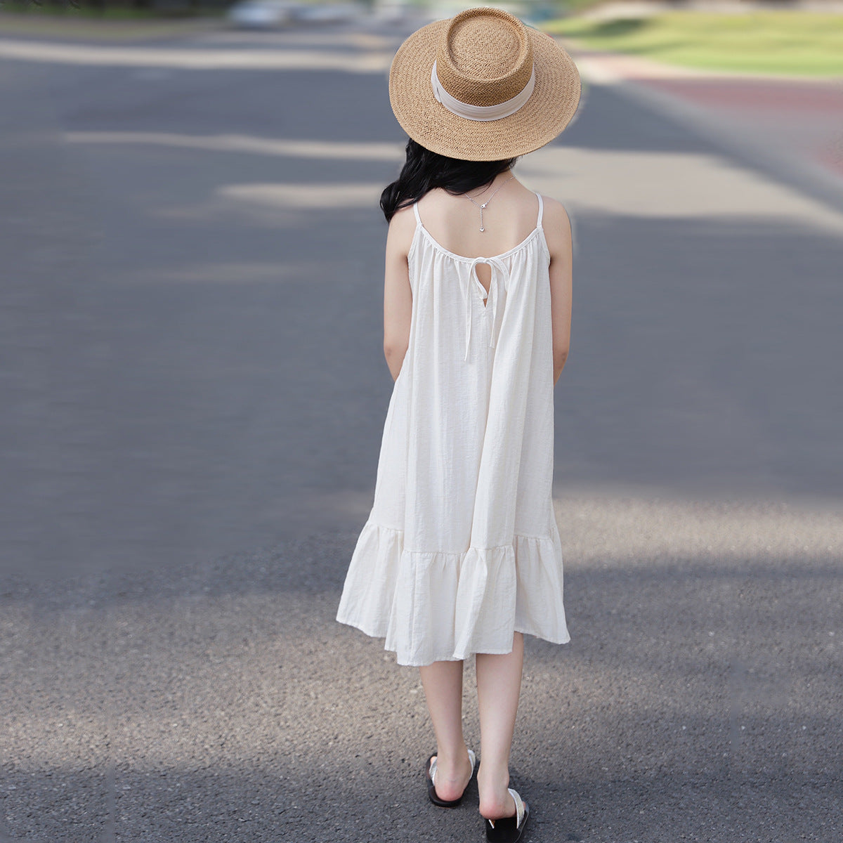 slip dress korean style Square Neck Slip Dress