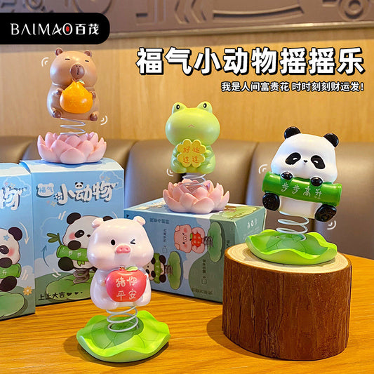 Good luck keeps shaking, happy desktop resin cute pet ornaments, cute pandas, pigs, office workstation decorations