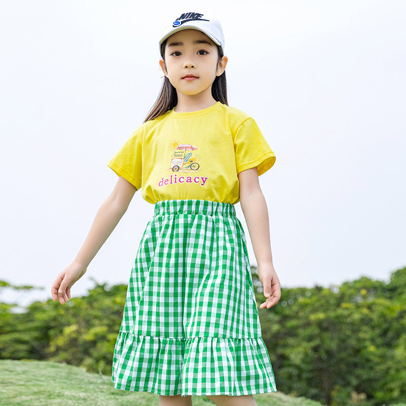 Girls' Korean Style Top and Skirt Two-Pieces Set