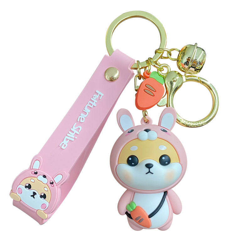 Cartoon Chinese Zodiac Rabbit Keychain Female Cute Exquisite Shiba Inu Doll Keychain Bag Pendant Gift