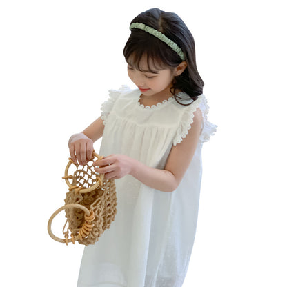 Girls' Flying Sleeves Lace Princess Dress