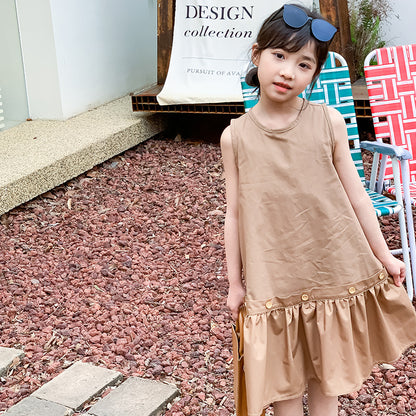 Girls' Korean Style Ruffled Hem Princess Dress