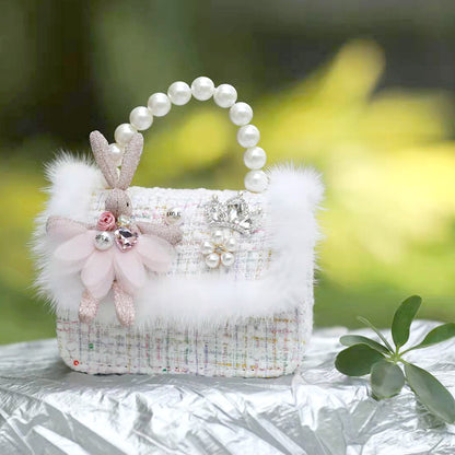 Bunny Faux Pearl and Fur Mini Cross-Body Bag