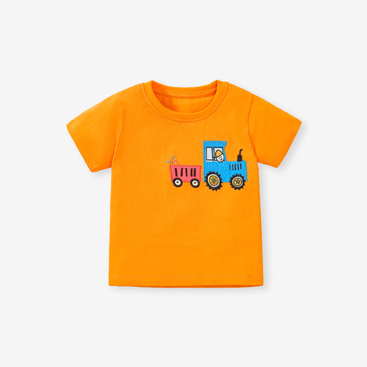 Short Sleeve Cartoon Kids' Unisex Cotton T-shirt