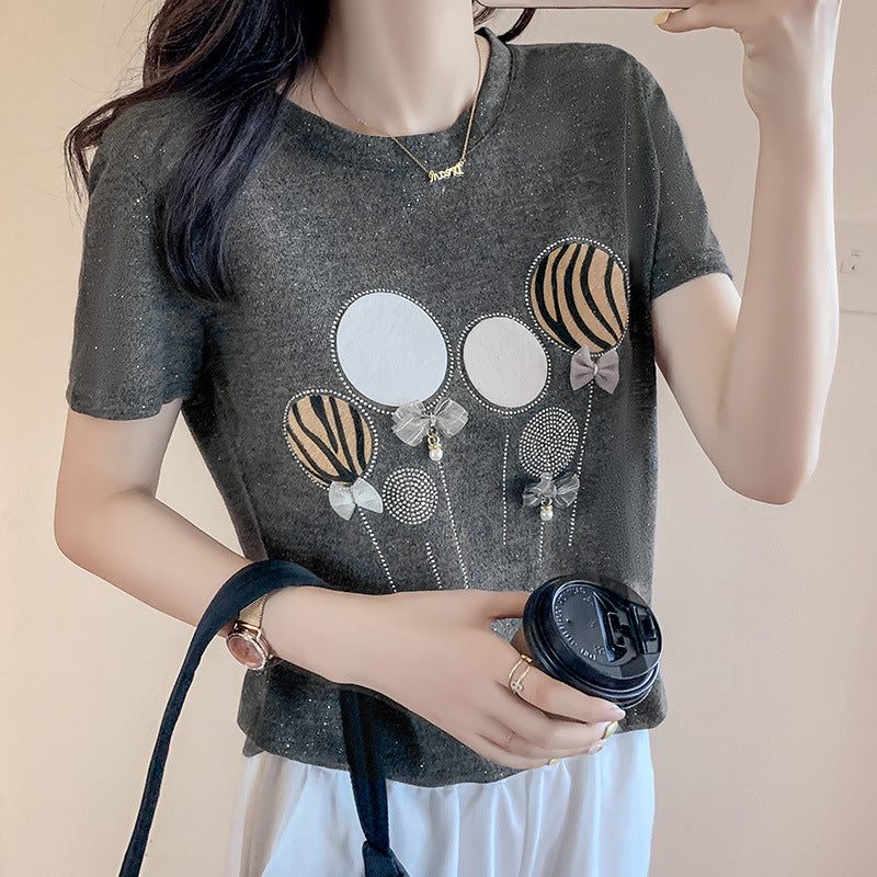 Women's Trendy Loose Ice Silk Short-Sleeve T-Shirt