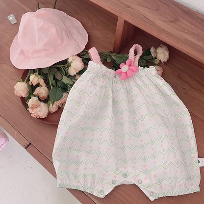 Baby Girl Floral Romper with Hat