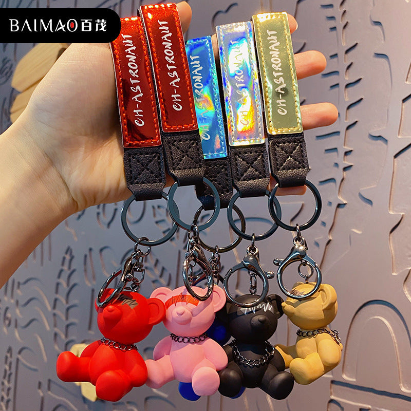 Cartoon resin radio bear keychain cute and exquisite couple doll keychain backpack pendant wholesale