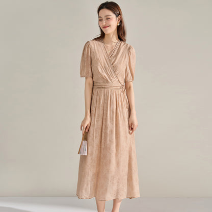 Elegant V-Neck Slimming Midi Dress