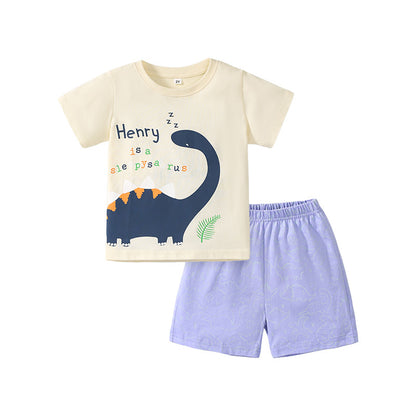 Cotton Cartoon Top and Shorts Two-Piece Set
