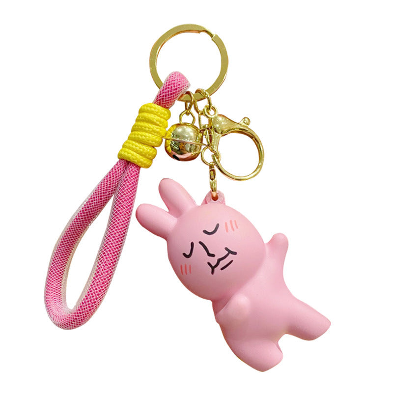 Creative Cartoon Pink Rabbit Pinch Music Keychain Female Cute Emotionally Stable Stress Relieving Toy Bag Pendant