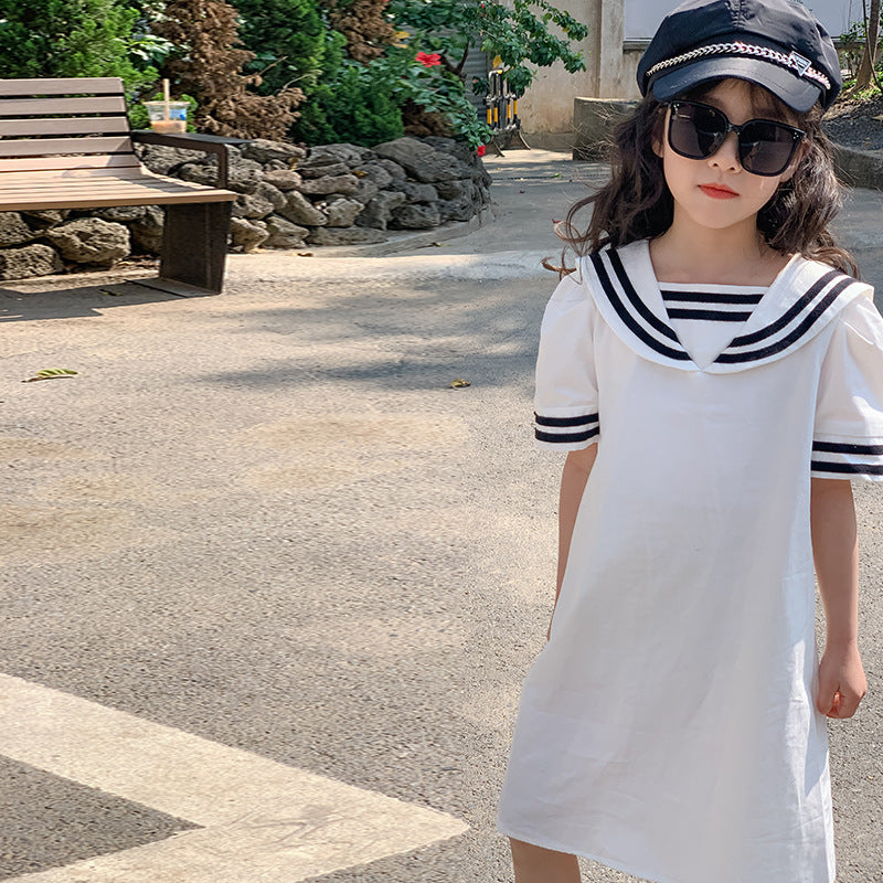Girls' Preppy Style Sailor Collar Dress