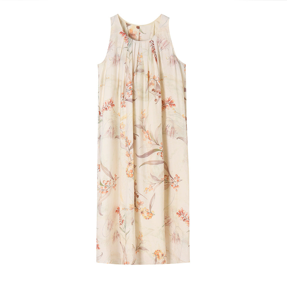 Botanic Dream Pleated Sleeveless Floral Dress