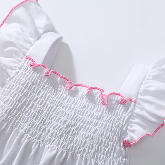 Girls' Lotus Leaf Sleeve Vest Shorts Two-piece Set