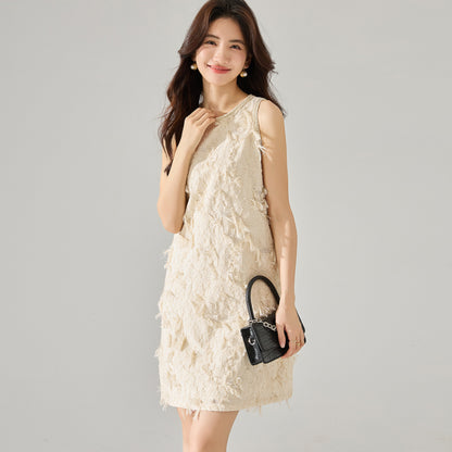 Luxe Textured Soft Glam Fringe Jacquard Dress