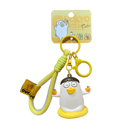 Xiao Liu Duck Injection Keychain Pendant Cute Buddha Duck Student Backpack Keychain Ring Hanging Gift