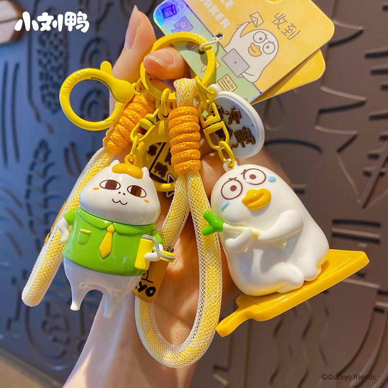 Xiaoliuya worker keychain, cute and creative doll, keychain ring, backpack pendant