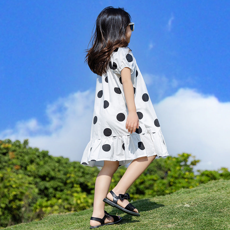 Girls' Korean Style Polka Dot Dress