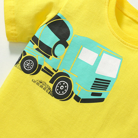 Cartoon Car Short-Sleeved Boys' Cotton T-shirt