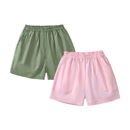 Solid Color Pure Cotton Girls' Shorts