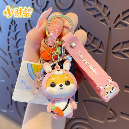 Cartoon zodiac rabbit keychain cute and exquisite Shiba Inu keychain couple backpack pendant