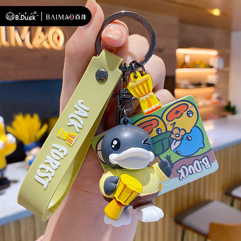 B. Duck Little Yellow Duck Jungle Series Keychain Female Cute Trendy Exquisite Doll Keychain Bag Pendant