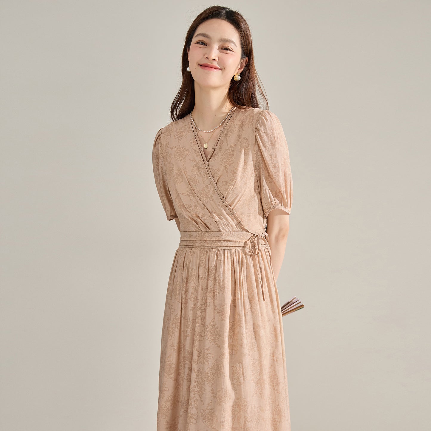 Elegant V-Neck Slimming Midi Dress