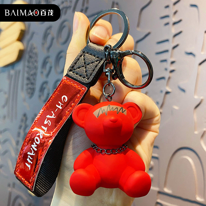 Cartoon resin radio bear keychain cute and exquisite couple doll keychain backpack pendant wholesale