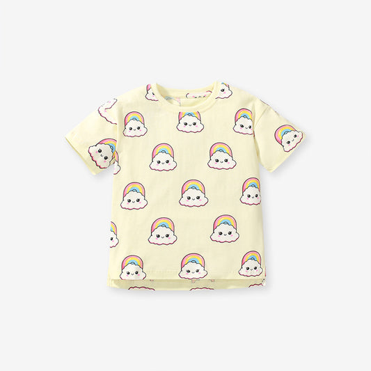 Cute Short Sleeve Rainbow Girls' T-shirt