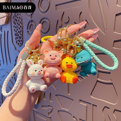 Cartoon resin yarn animal keychain bunny exquisite cute couple doll car keychain backpack pendant