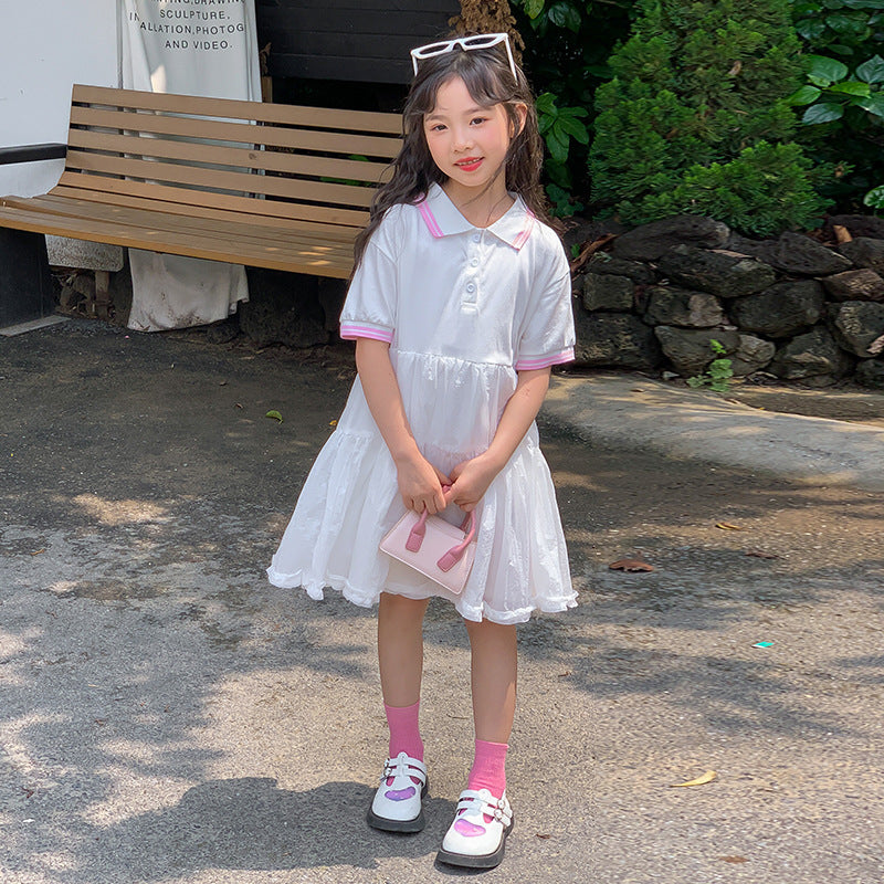 Korean Style Girls' Polo Shirt Dress